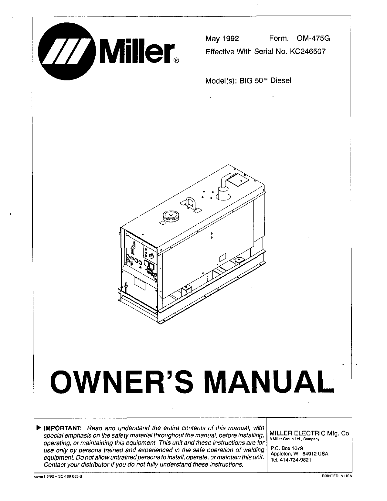 Miller Kc Owner S Manual Manualzz