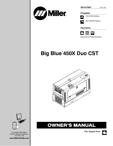 Miller BIG BLUE 450X DUO CST Owner’s Manual | Manualzz