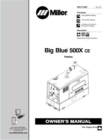 Miller BIG BLUE 500 X PERKINS CE Owner’s Manual | Manualzz