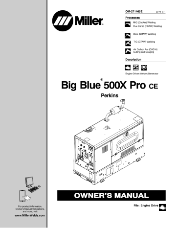 Miller BIG BLUE 500X PRO CE PERKINS Owner’s Manual | Manualzz