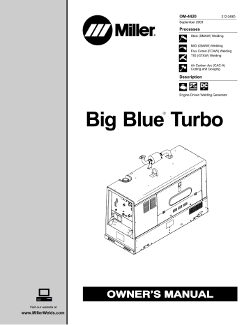 Miller BIG BLUE TURBO Owner’s Manual | Manualzz