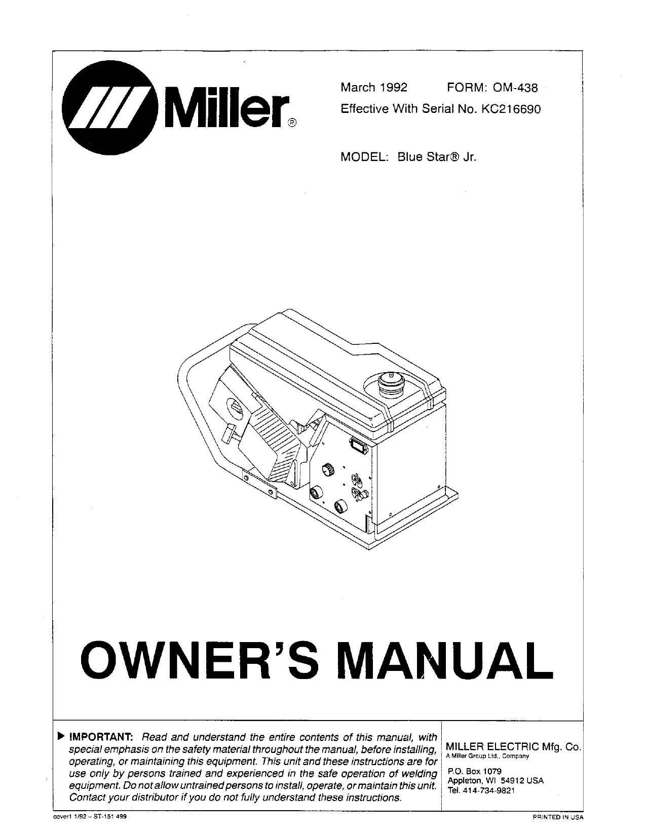 Miller Kc Owner S Manual Manualzz