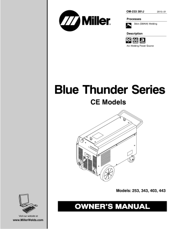 Miller BLUE THUNDER 253/343/403/443 CE User manual | Manualzz