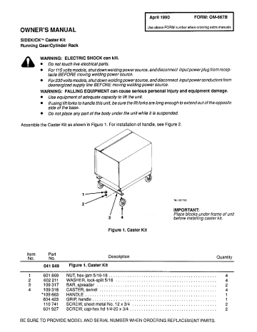 Miller CASTER KIT SIDEKICK User manual | Manualzz