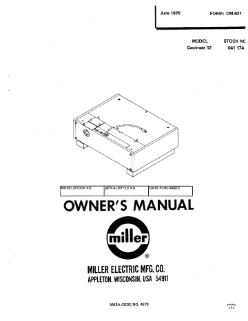 Miller COOLMATE 12 Owner's Manual | Manualzz