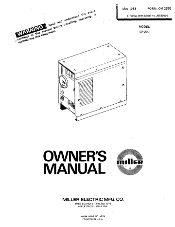 Miller CP-200 User manual | Manualzz