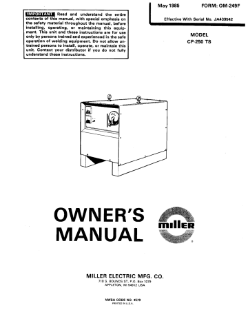 Miller CP-250TS User manual | Manualzz