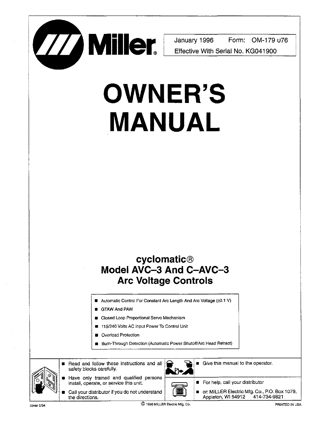 Miller Kg Owner S Manual Manualzz