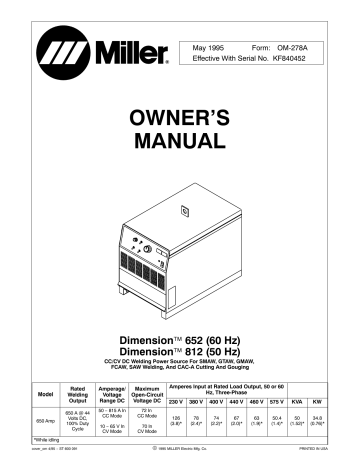 Miller DIMENSION 812 User manual | Manualzz