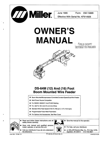 Miller DS-64M SWINGARC Owner's Manual | Manualzz