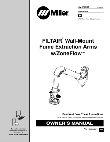 Miller FILTAIR WALL-MNT FUME EXT ARMS W/ZONEFLOW User Owner’s Manual | Manualzz