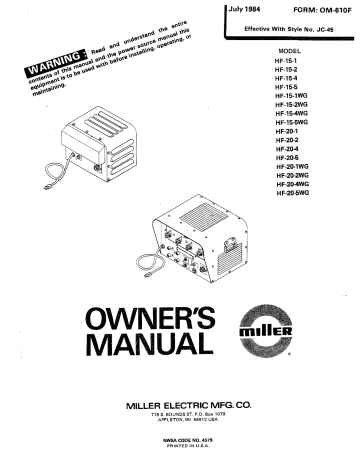 Miller Rfc 23a User Manual