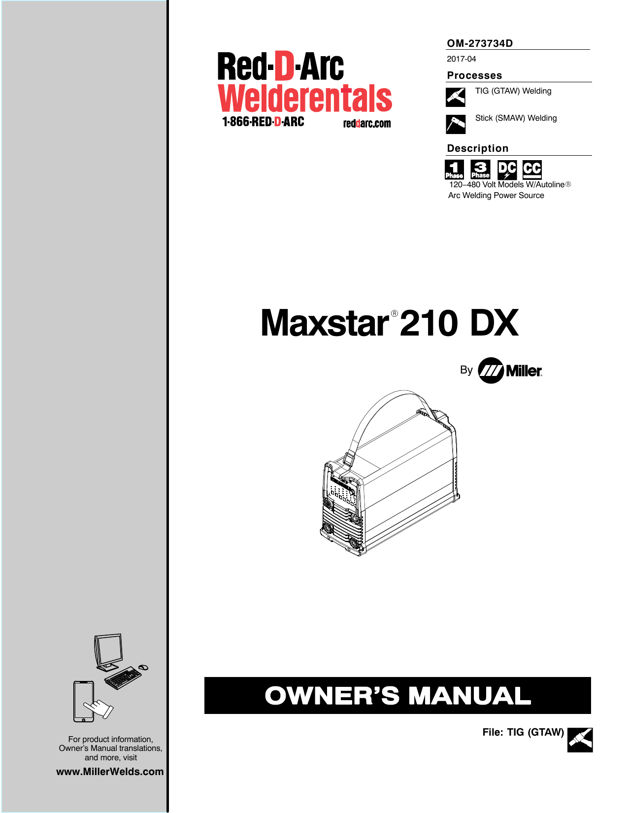 Miller MAXSTAR 210 DX (RED D ARC) User manual | Manualzz