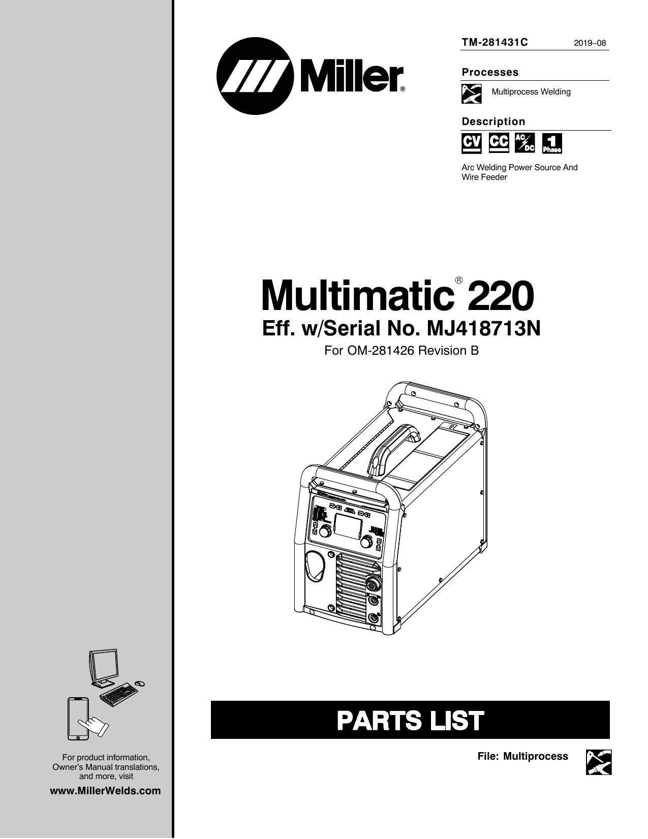 Miller MULTIMATIC 220 AC/DC User manual | Manualzz