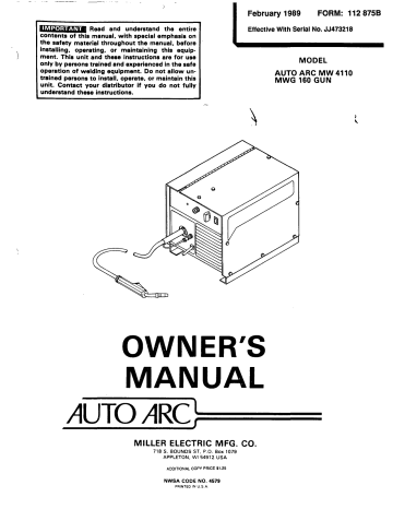 Miller Mw 4110 User Manual 