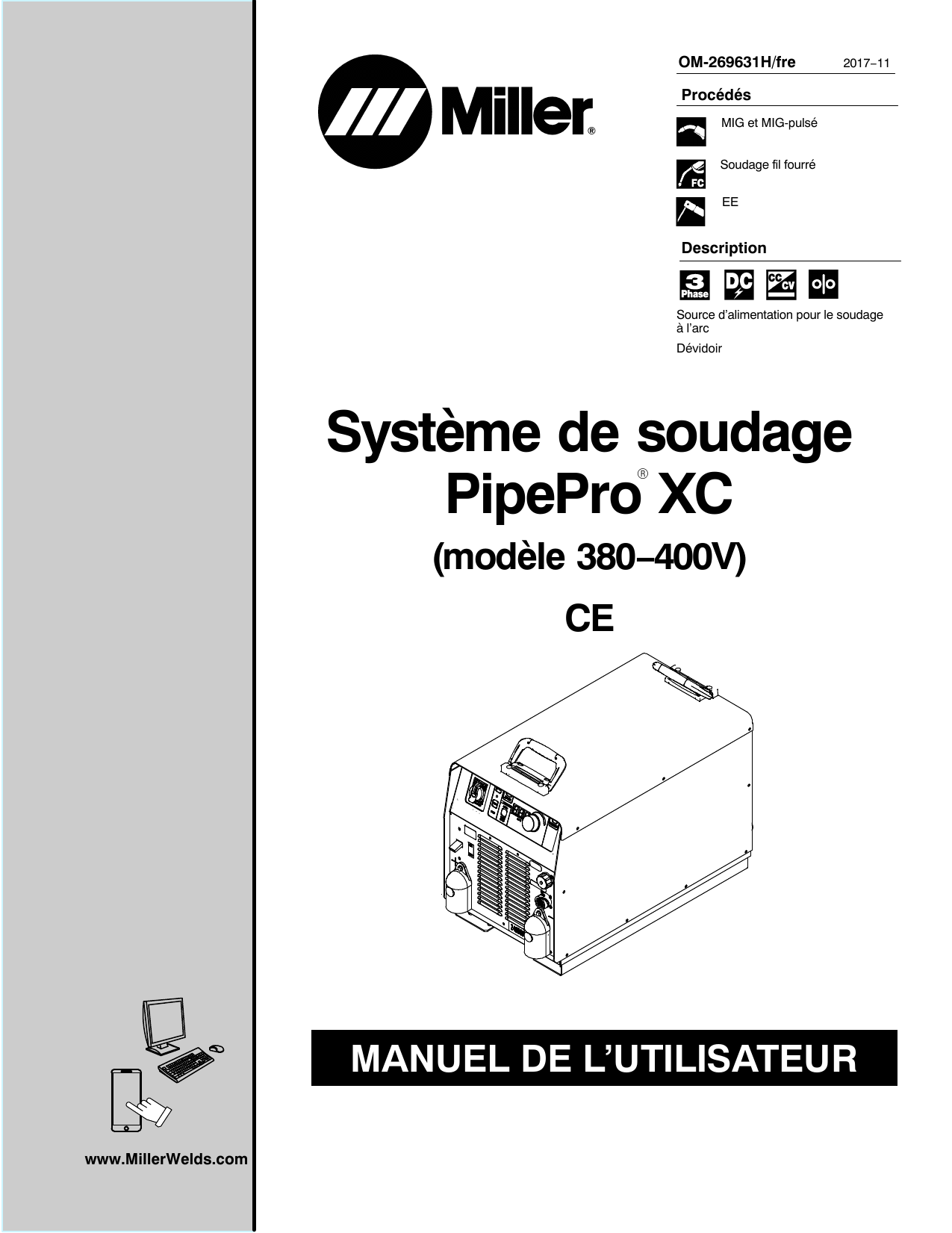 Miller PIPEPRO XC WELDING SYSTEM CE (380-400 VOLT MODEL) Manuel