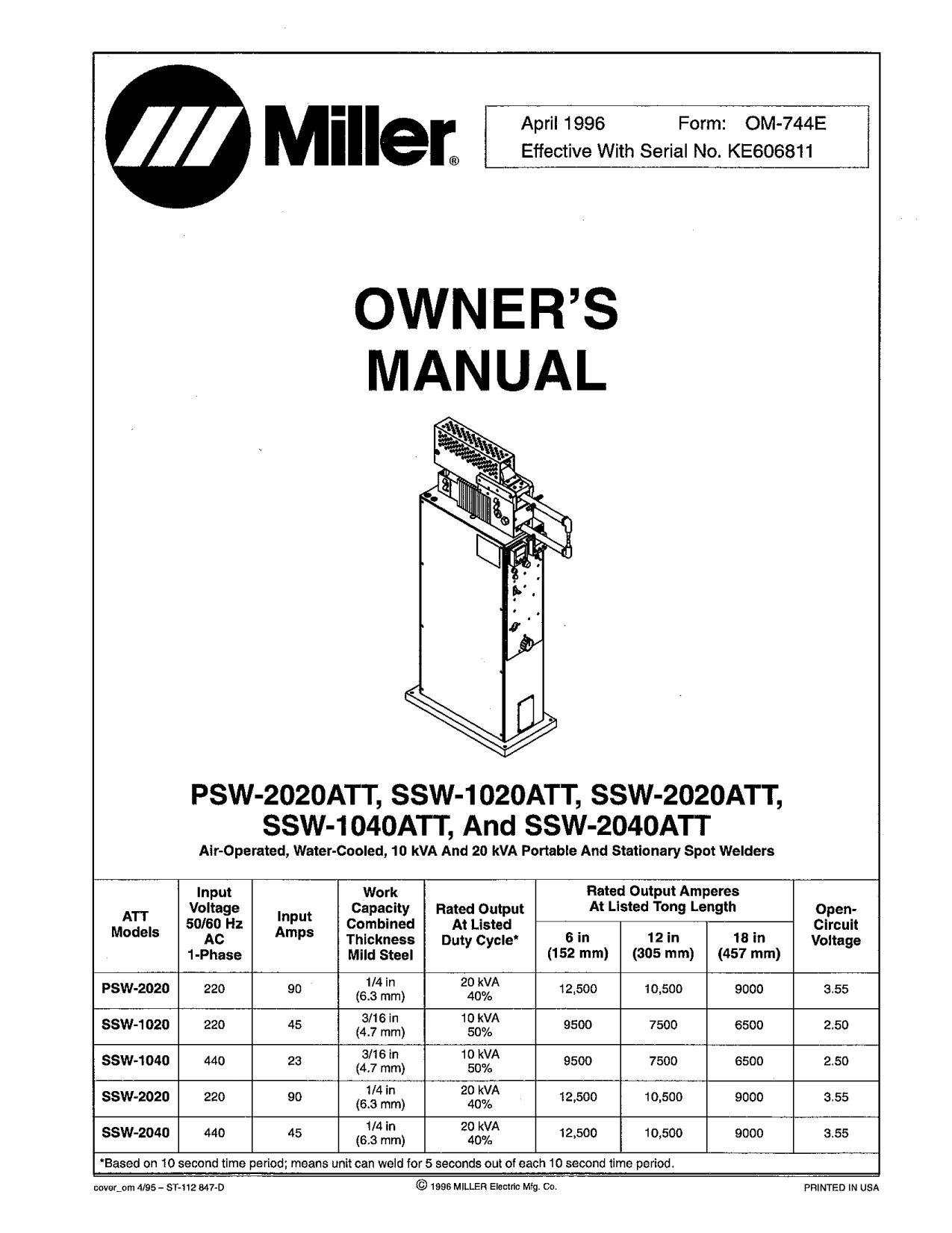 Miller Ssw 40att User Manual Manualzz