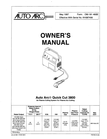 Miller QUICK CUT 3800 Owner's Manual | Manualzz