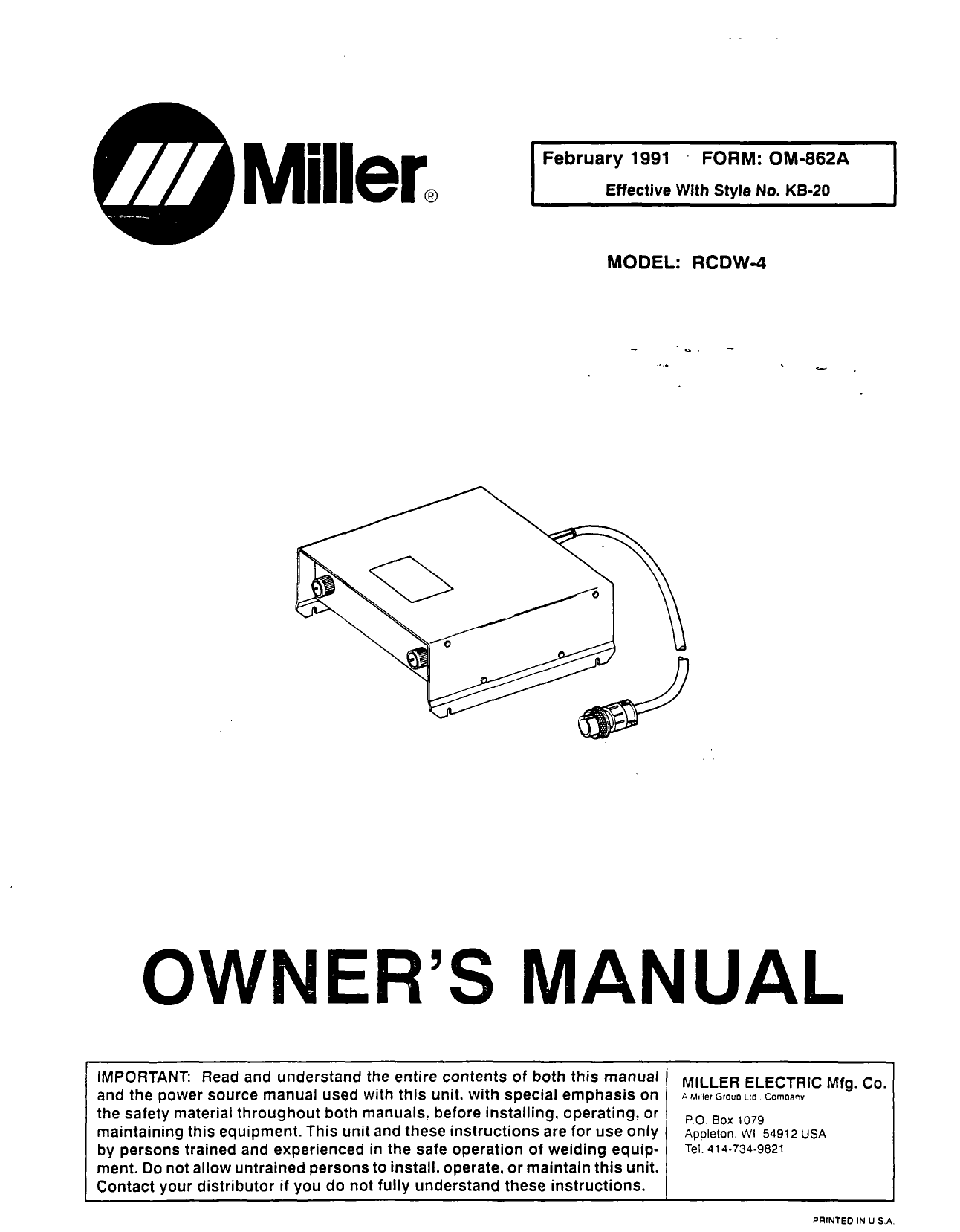 Miller 072462 POTENTIOMETER,W//SHAFT LOCK