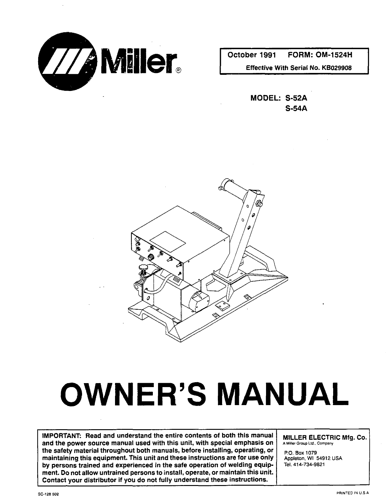 Miller S 54a User Manual Manualzz