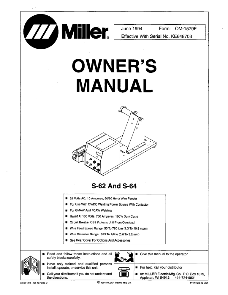 Miller Ke Owner S Manual Manualzz