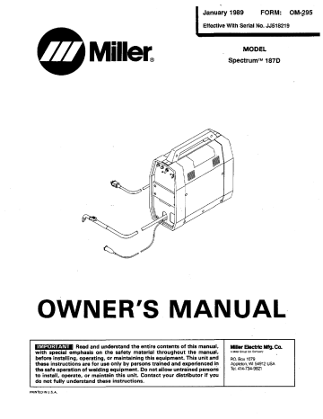 Miller SPECTRUM 187D User manual | Manualzz