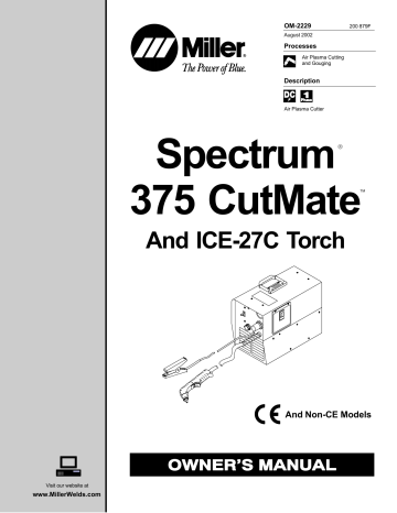 Miller SPECTRUM 375 CUTMATE Owner’s Manual | Manualzz