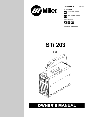Miller Sti 203 CE Owner’s Manual | Manualzz