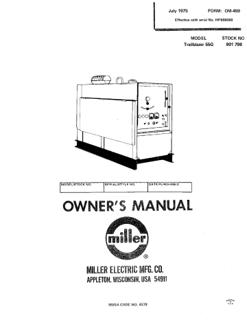 Miller TRAILBLAZER 55G User manual | Manualzz