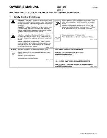 Miller WIRE FEEDER CART (142382) User manual | Manualzz
