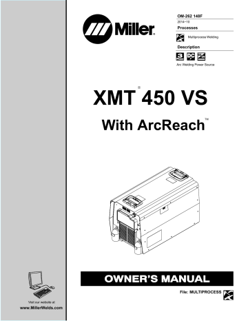 Miller XMT 450 VS W/ARCREACH Owner’s Manual | Manualzz