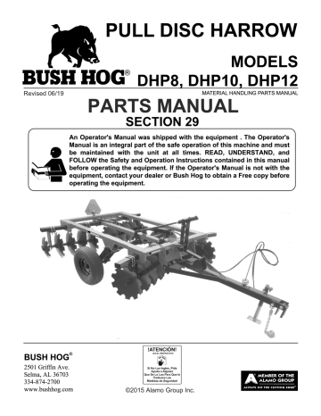 Bush Hog Harrow Pull Disc Harrows (DHP Series) Parts Manual | Manualzz