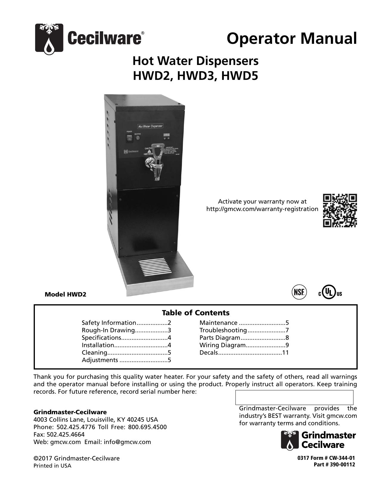 Hwd Series Hot Water Dispensers - Grindmaster