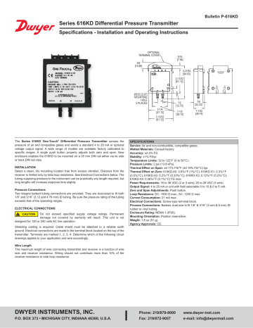 Dwyer Series 616KD Instruction Manual | Manualzz