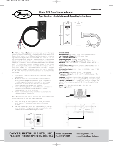 Dwyer Model BFA Instruction Manual | Manualzz