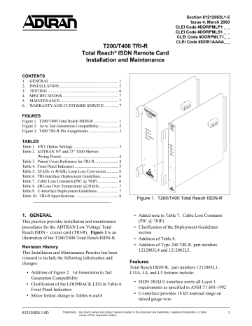 Adtran T200 Installation and Maintenance | Manualzz