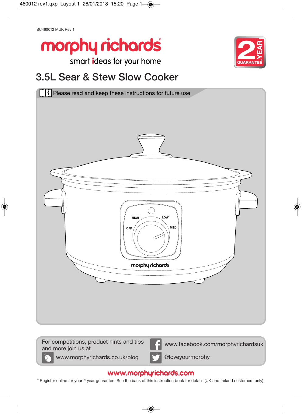 Morphy Richards 460011 Operating Instructions Manualzz