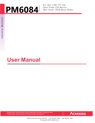 Acnodes PM6084 Open Frame Monitor User Manual | Manualzz