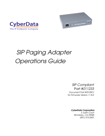 Cyberdata 011233 SIP Paging Adapter Operations Guide | Manualzz