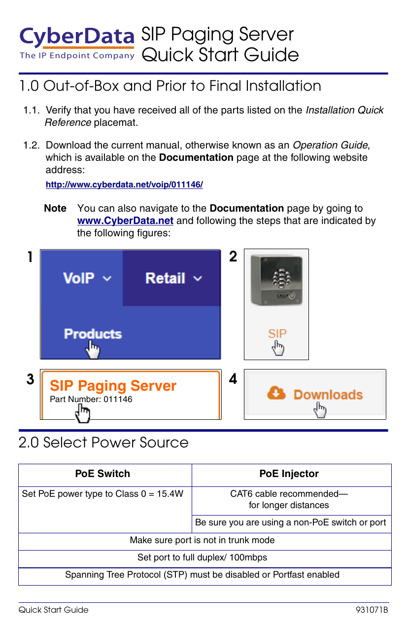 cyberdata-011146-sip-paging-server-with-bell-scheduler-quick-start