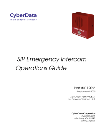 Cyberdata 011209 SIP Emergency Intercom Operations Guide | Manualzz