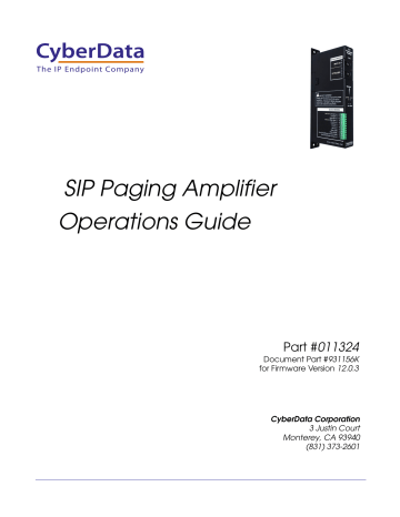 Cyberdata 011324 SIP Paging Amplifier Operations Guide | Manualzz