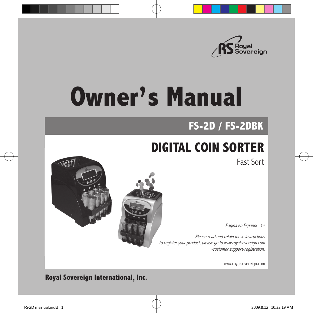 Sharper Image Heavy Duty Electric Coin Sorter Owner's Manual Manualzz