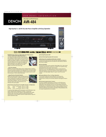 Denon AVR-484 Dolby Digital, Dolby Pro Logic II and DTS, A/V Receiver ...