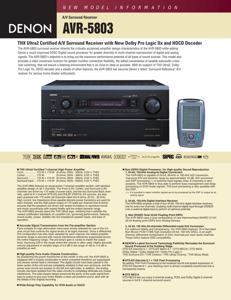 Denon AVR-5803/AVR-5803A Quick start guide | Manualzz