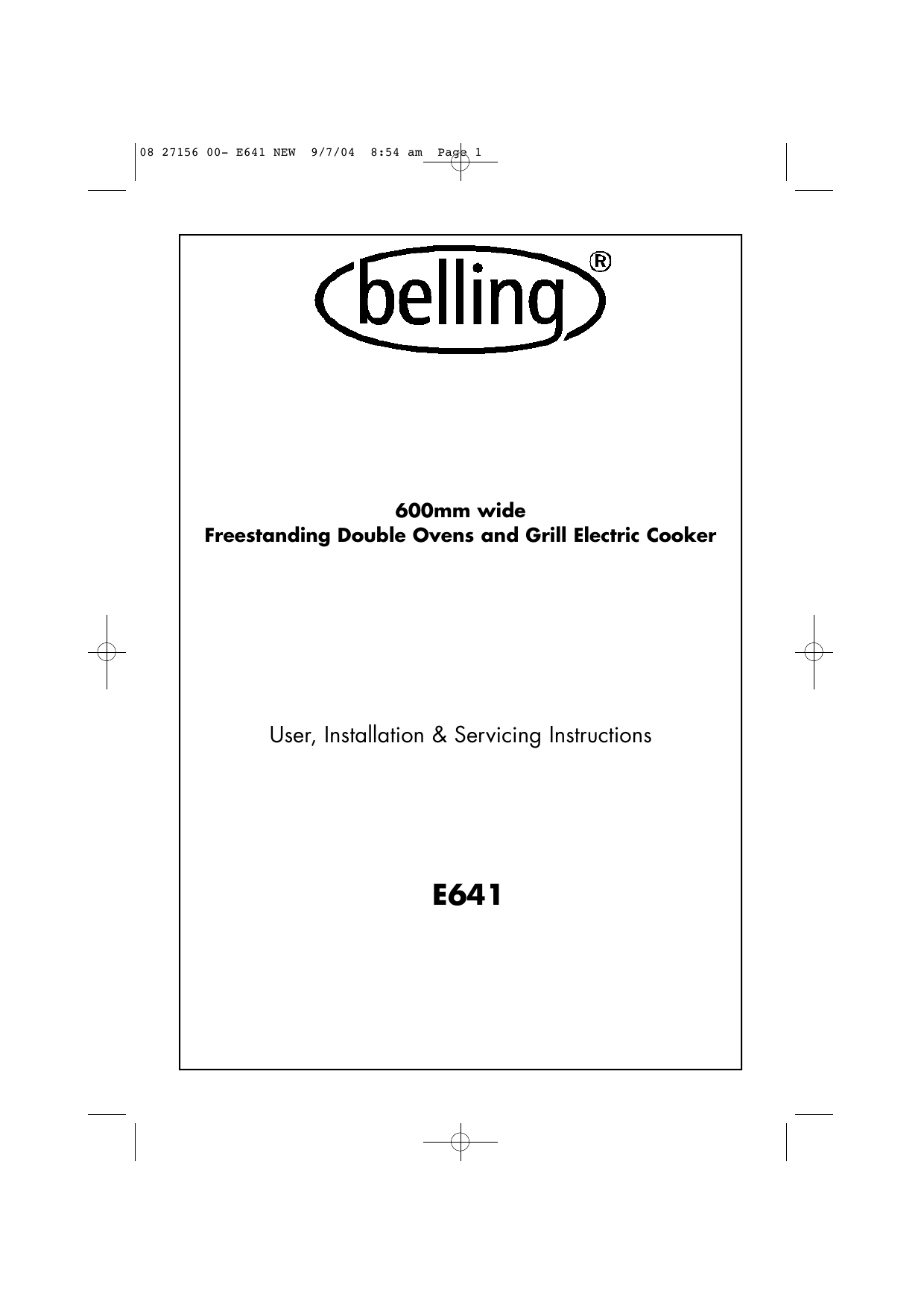 belling e641 cooker