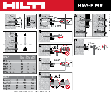Hilti HSA-F M8 用户指南 | Manualzz