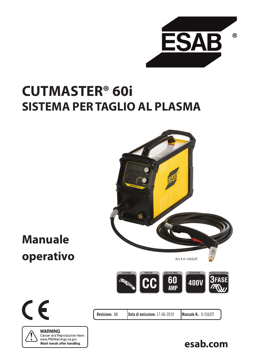 ESAB ESAB Cutmaster 60i Plasma Cutting System User manual | Manualzz