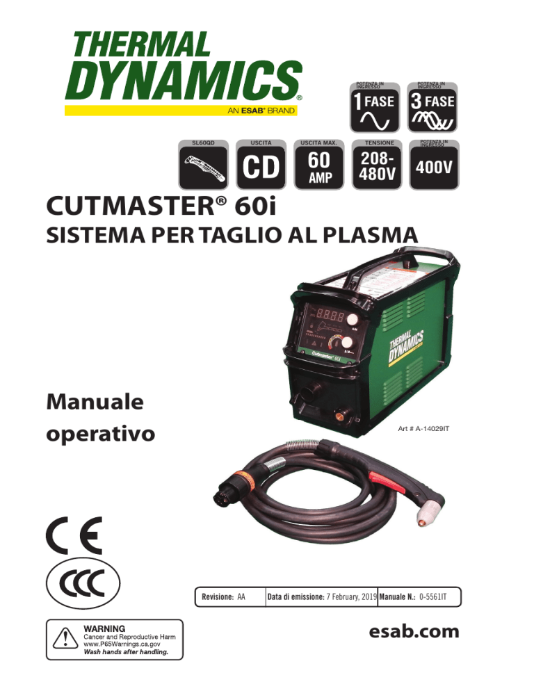 ESAB ESAB Cutmaster 60i Plasma Cutting System User manual | Manualzz