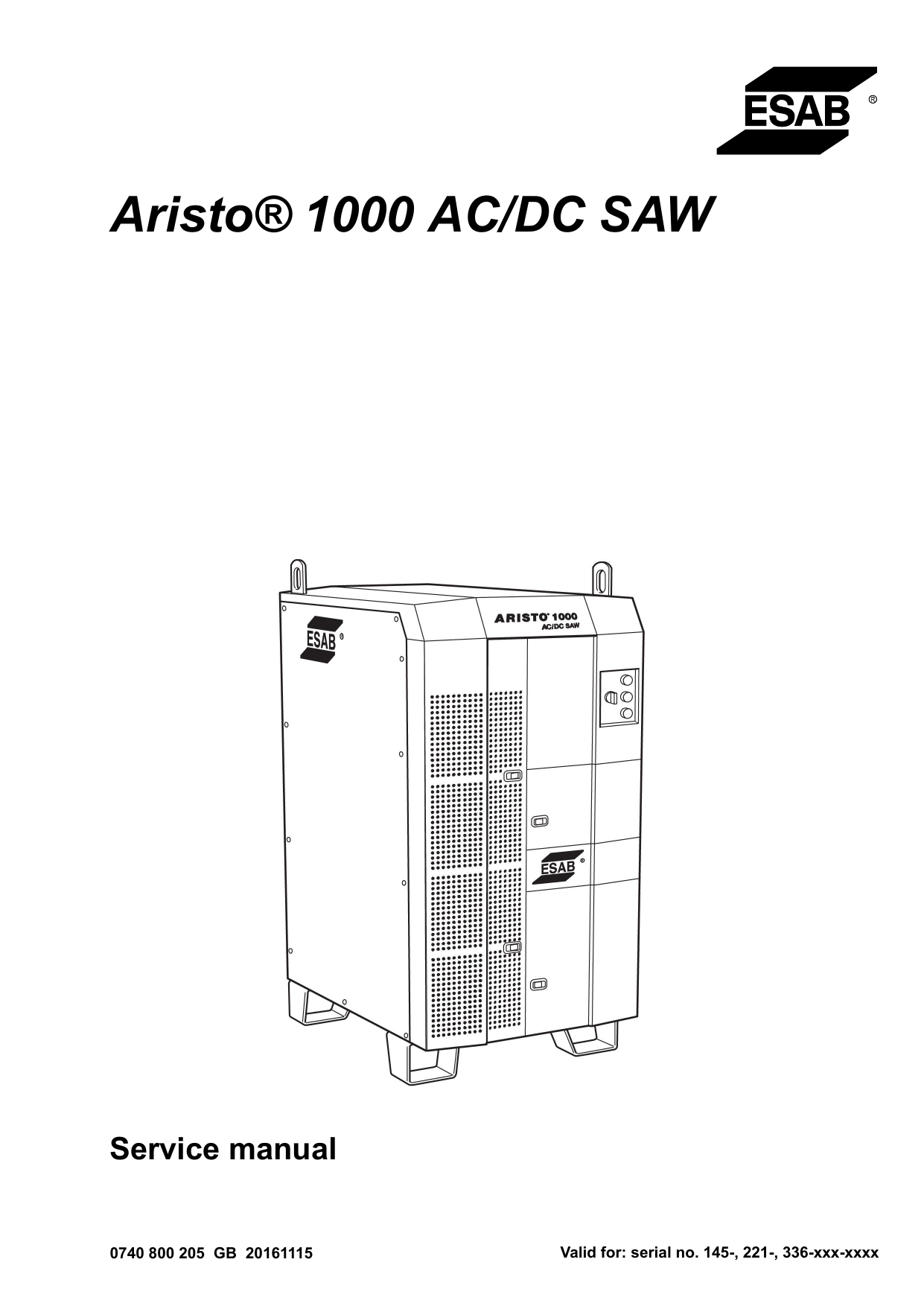 ESAB Aristo 1000 AC/DC SAW User manual | Manualzz